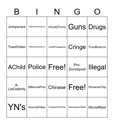 Shorts bingo Card