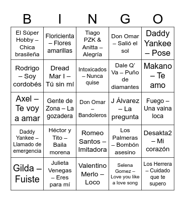 Bingo Musical - Máxima's Birthday Bingo Card