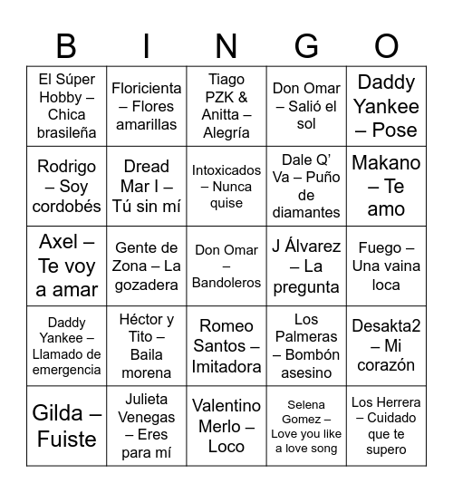 Bingo Musical - Máxima's Birthday Bingo Card