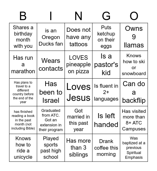 Find A Staff Member Who.... Bingo Card