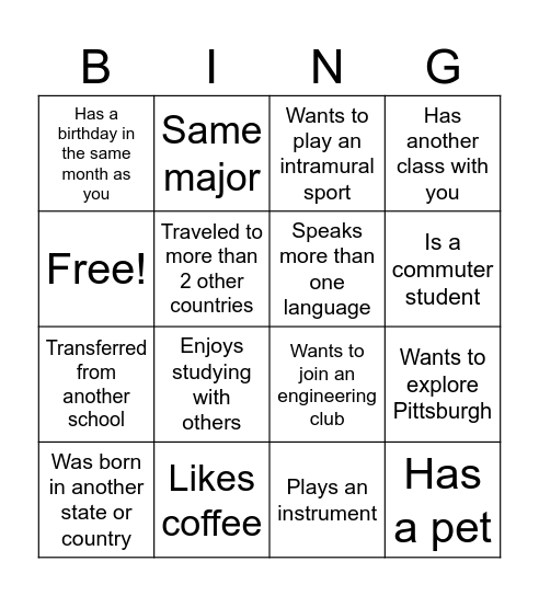 Find someone who... Bingo Card