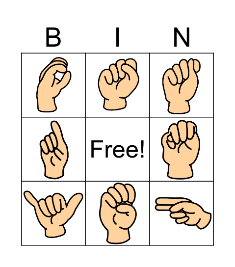 ASL Alphabet Bingo Card