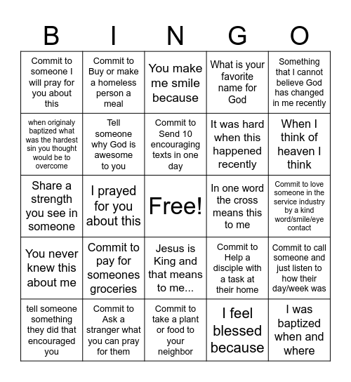 Worship Bingo Card