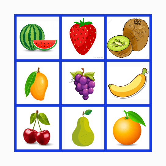 TAP THE FRUIT & SAY THE COLOR Bingo Card