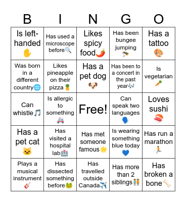 Ice Breaker Bingo Card