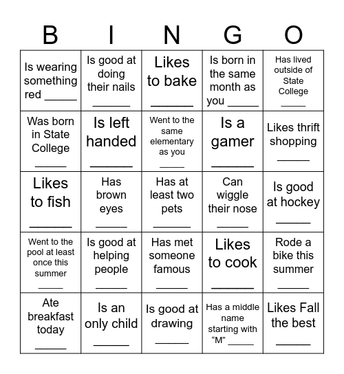 3 Write the name of a classmate in each box.  Each classmate can be used only once. Bingo Card