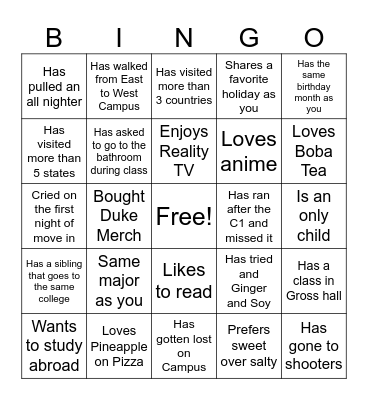 SPEED FRIENDING Bingo Card