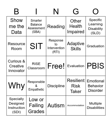 School Psychologist PD Bingo Card