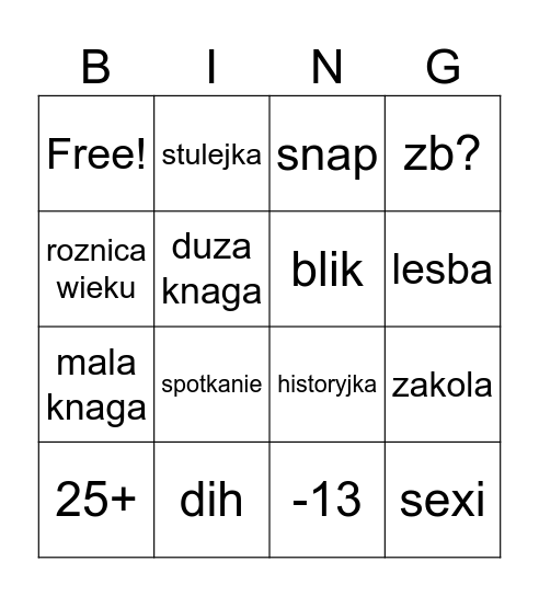 6obcy Bingo Card