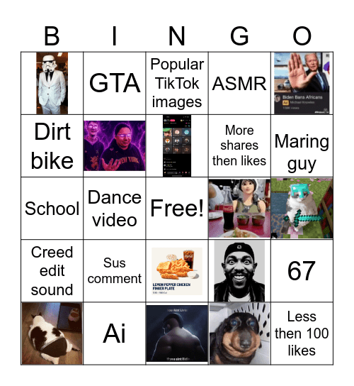TikTok bingo Card