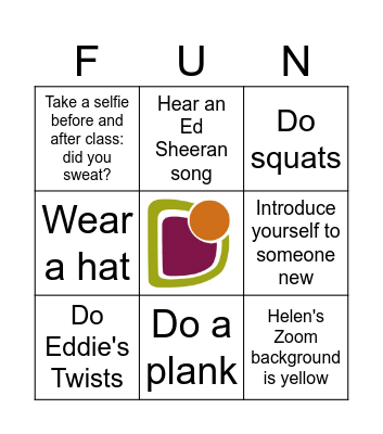 Club21 Exercise Springo Bingo Card