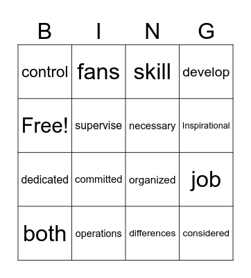 Leadership vs Management Bingo Card