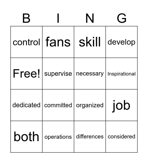 Leadership vs Management Bingo Card