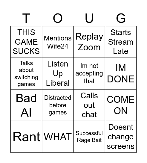 TOUGingo Bingo Card