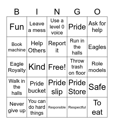 PBIS  Bingo Card