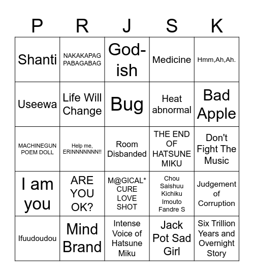 Project SEKAI Bingo Card