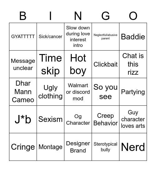LC Dhar Mann Bingo Card