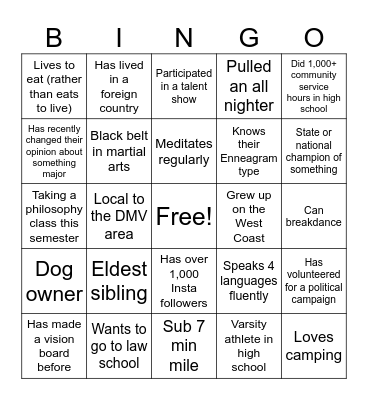 I'm Here, What's Next Bingo Card