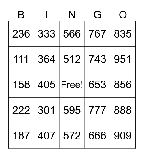 Números Grandes Bingo Card