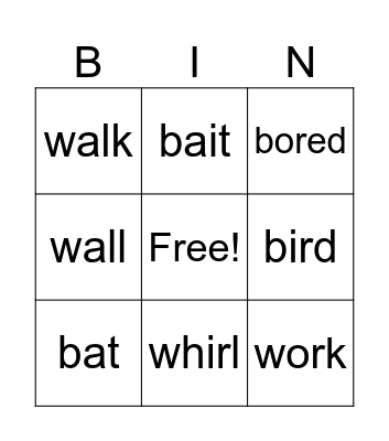pronounciation Bingo Card