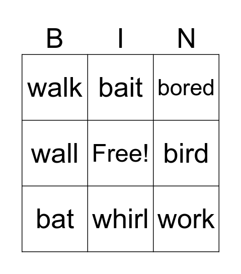 pronounciation Bingo Card
