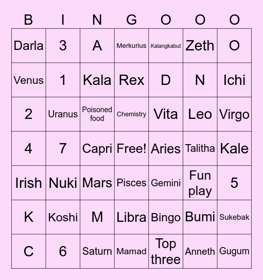 Ichii Bingo’s Bingo Card