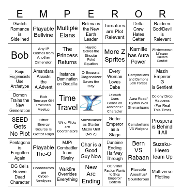 SRW Y Prediction Bingo Card