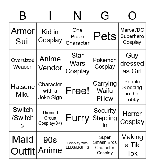 PAX WEST 2025 Bingo Card