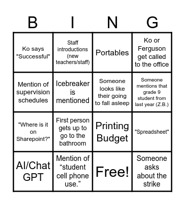 CI BINGO Card