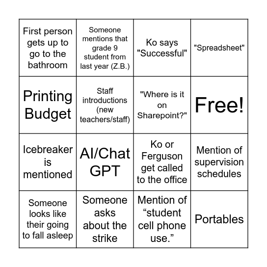 CI BINGO Card