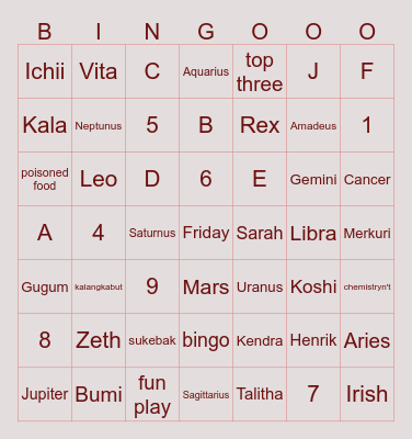 Friday! Bingo Card