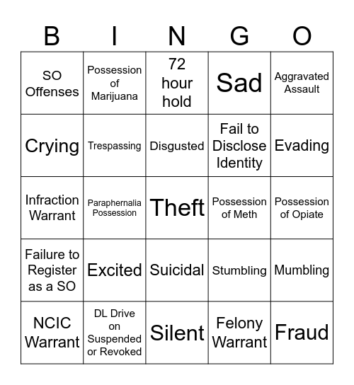 Booking Bingo Card