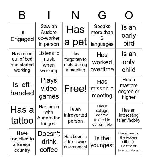 Angie's Farewell Bingo Card