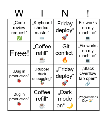 Office managers Bingo Card