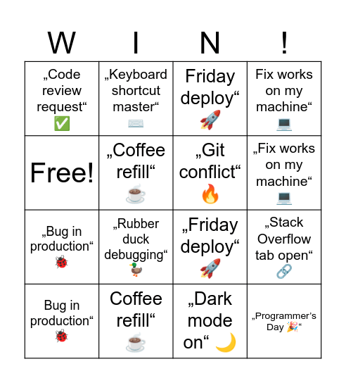 Office managers Bingo Card