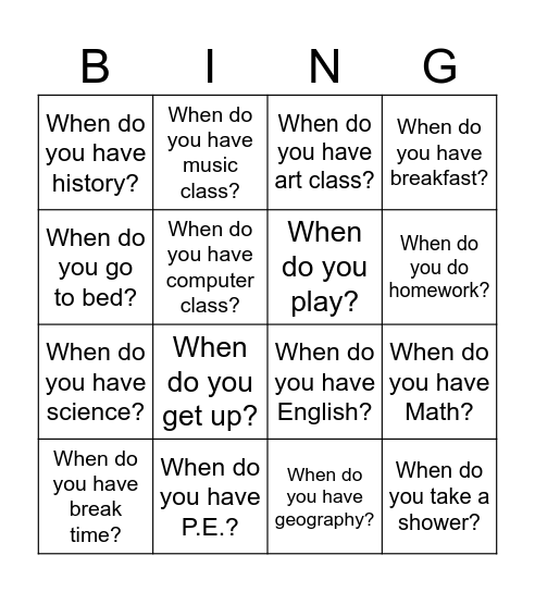 Bingo card Bingo Card
