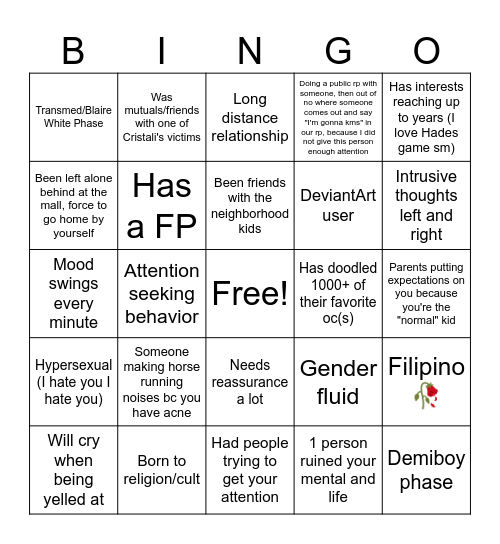Lucas Bingo Card