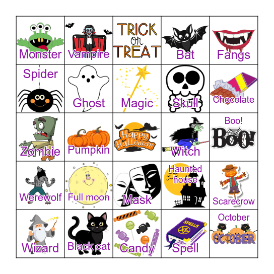 Halloween Bingo! Bingo Card