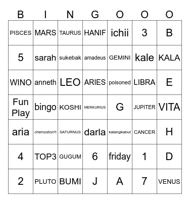 KALE YUDHISTARA Bingo Card