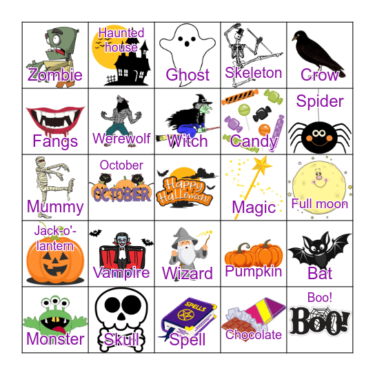 Halloween Bingo! Bingo Card