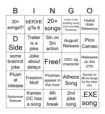 Vs. RetroSpecter V2 Bingo Card
