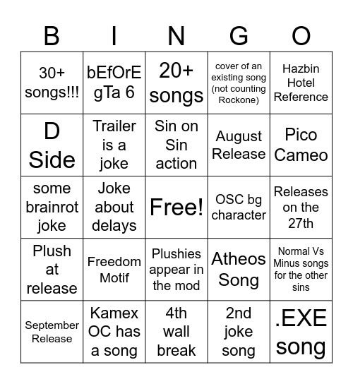 Vs. RetroSpecter V2 Bingo Card