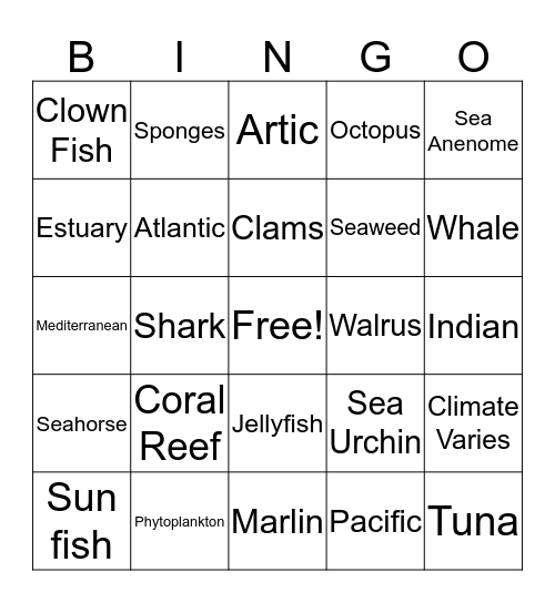 Marine Bingo Card