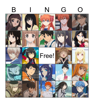 Favorite ANIME Characters Bingo Card