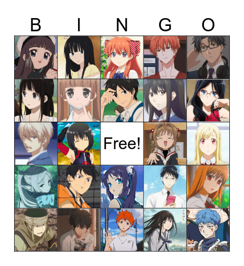 Favorite ANIME Characters Bingo Card