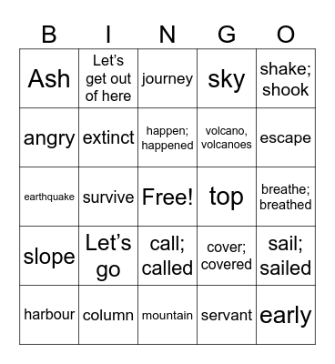 Vocabulary Bingo Card