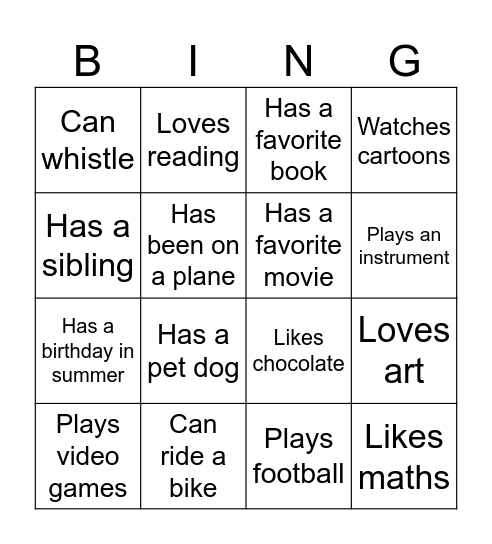 Human Bingo Card