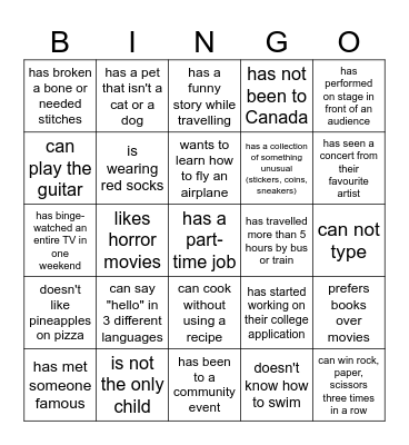 Find Someone who ... Bingo Card