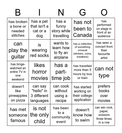 Find Someone who ... Bingo Card
