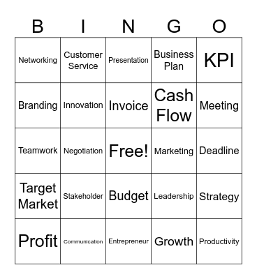 Business Buzzwords Bingo Card